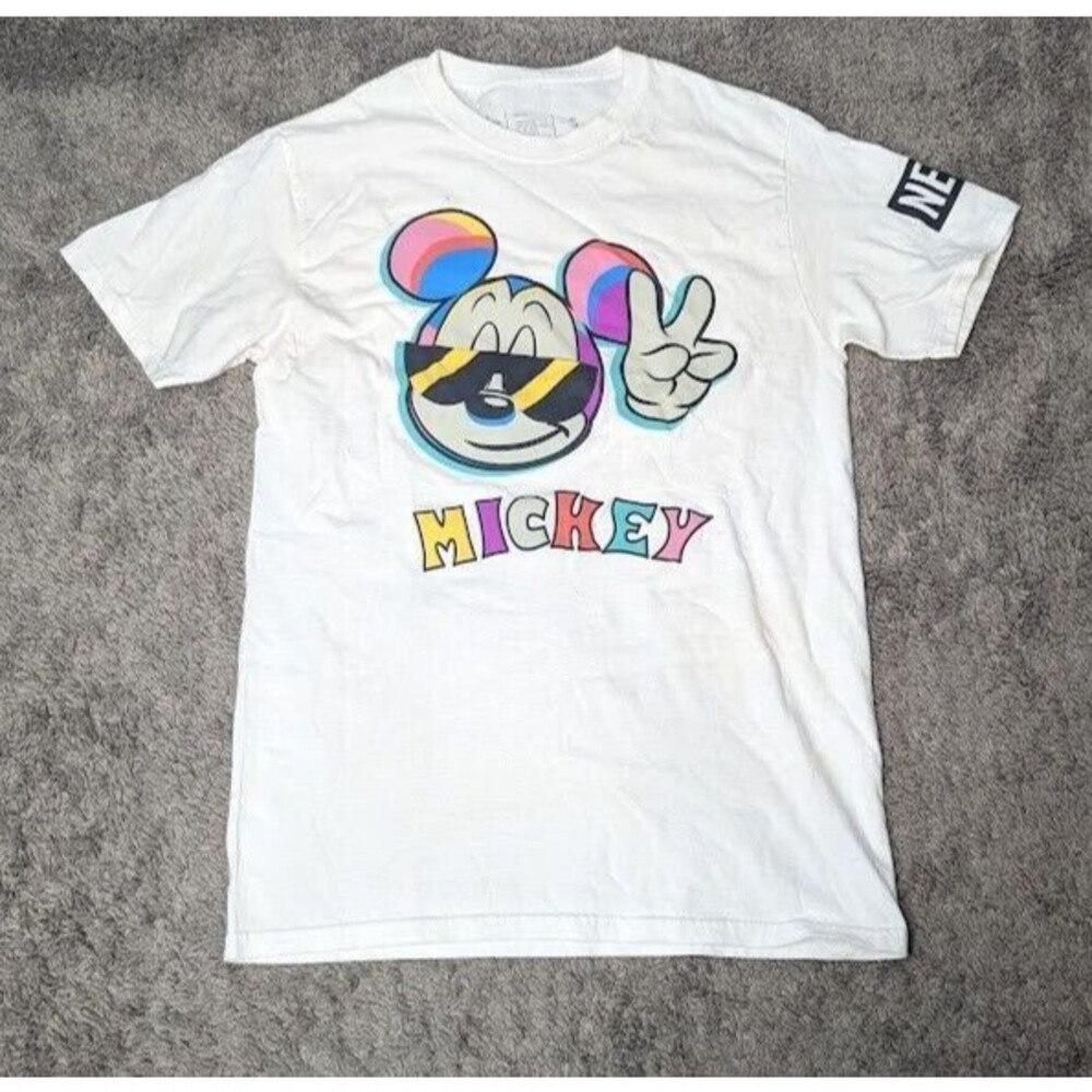 DISNEY COLLECTION BY NEFF Women’s Size Small Mickey Mouse T-Shirt PEACE Mickey